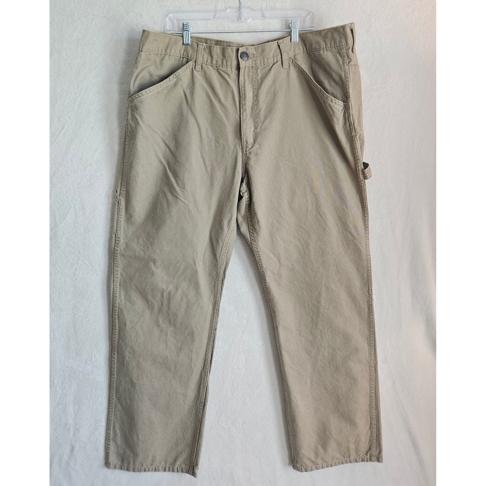 Blue Mountain Mens Carpenter Pants 42x32 Khaki Tan Cotton Canvas Utility Work